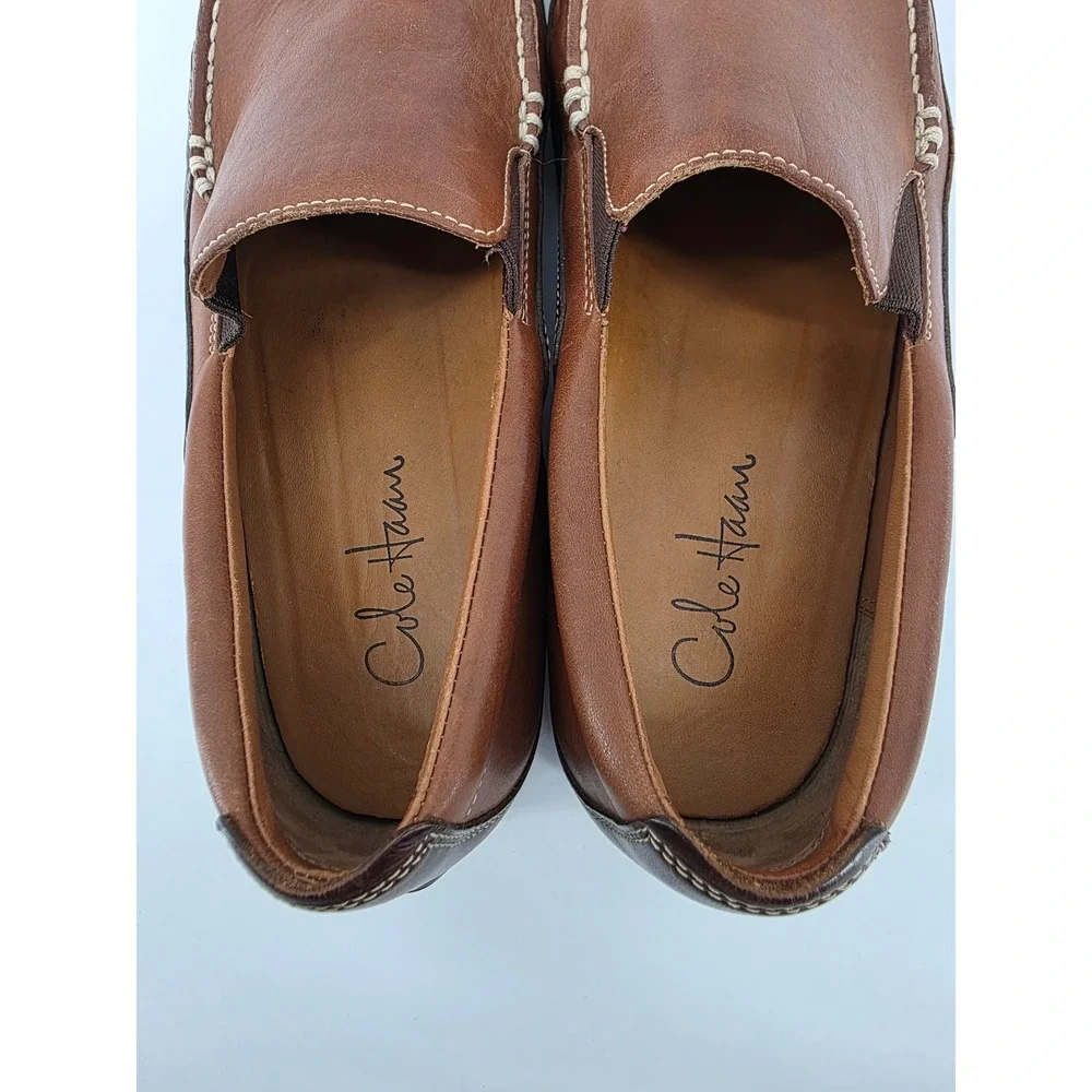 Cole Haan Tan Brown Leather Moc Toe Slip On Loafer Mens Size 11